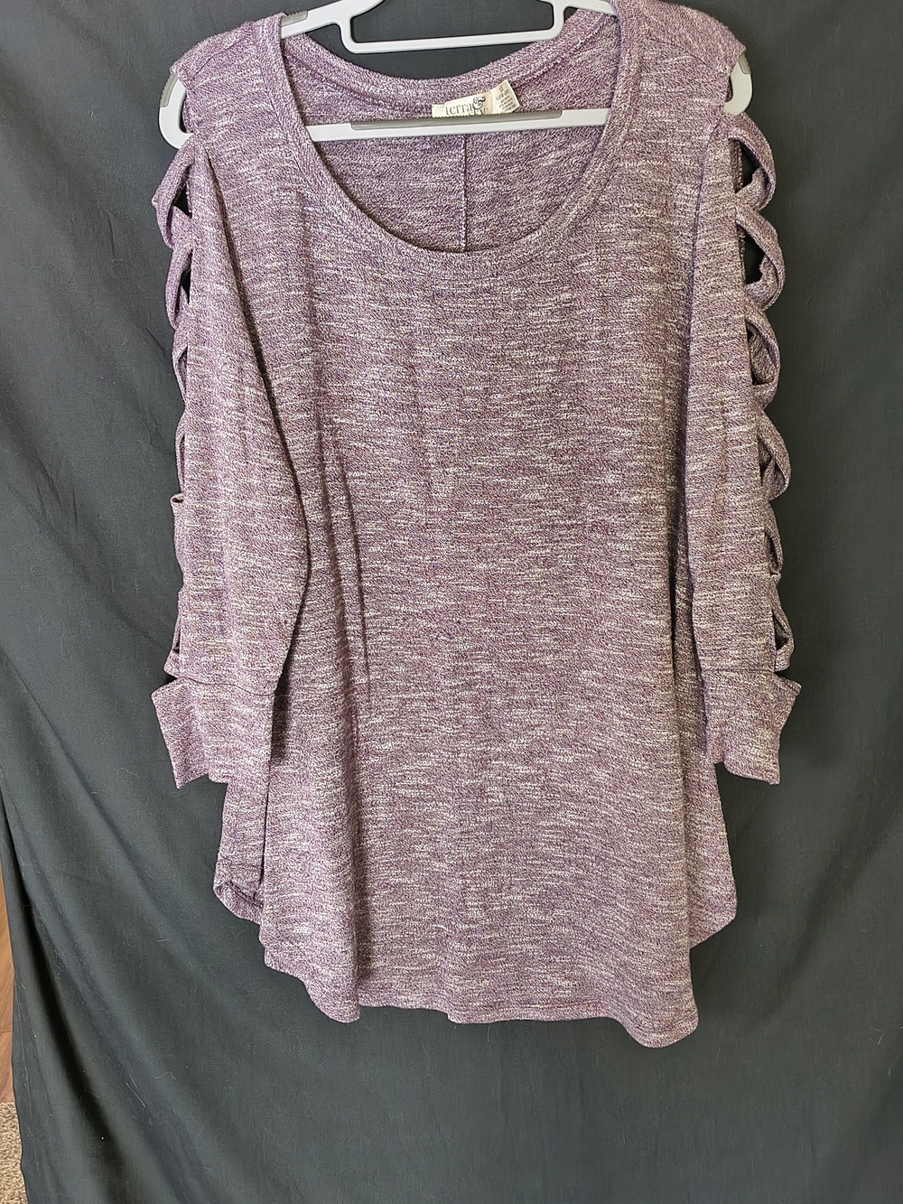 Terra & Sky Lavender Open-Sleeve Knit Sweatshirt